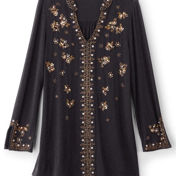 Soft Surroundings NWT XL Festa Black Embellished Top - Picture 3 of 12